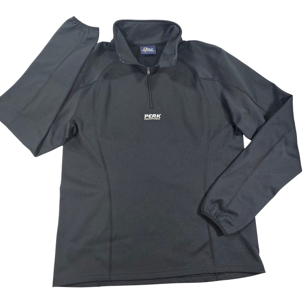 Peak Performance Fleece Lined Quarter Zip Pullover Black Large Women Gorpcore